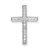 Diamond Cross Slide Chain Slide Charm Pendant in Real 14k White Gold