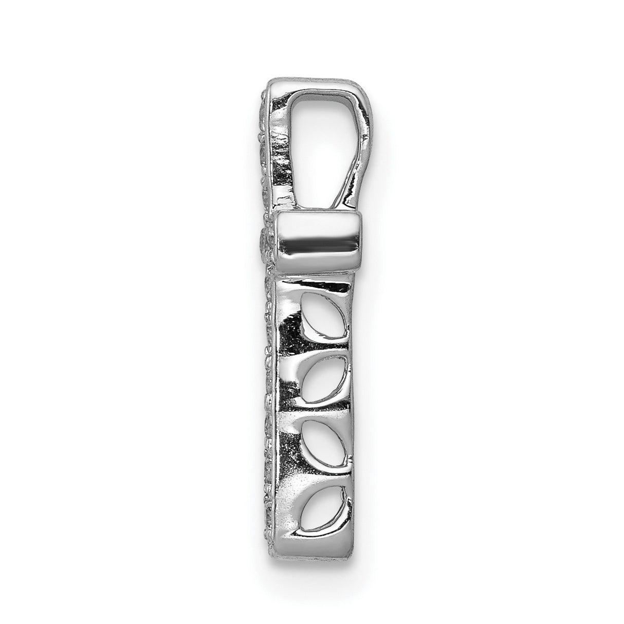 10k White Gold Cross Pendant with Round Cut Diamond, Sleek Modern Religious Jewelry