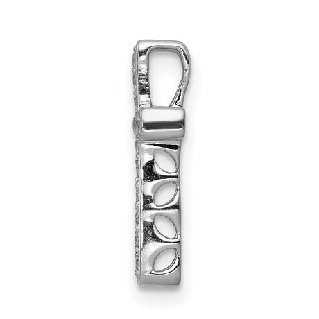 10k White Gold Cross Pendant with Round Cut Diamond, Sleek Modern Religious Jewelry