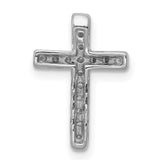 10k White Gold Cross Pendant with Round Cut Diamond, Sleek Modern Religious Jewelry