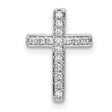 10k White Gold Cross Pendant with Round Cut Diamond, Sleek Modern Religious Jewelry