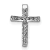 1/6ct Diamond Latin Cross Chain Slide Charm Pendant in Real 14k White Gold