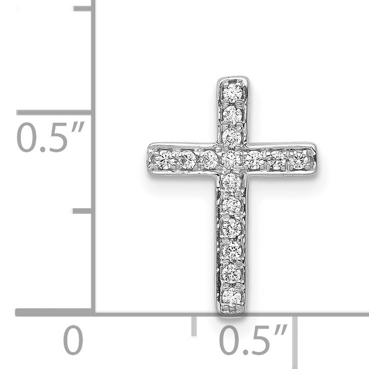 1/6ct Diamond Latin Cross Chain Slide Charm Pendant in Real 14k White Gold