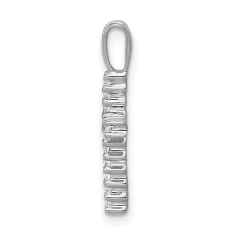10k White Gold Latin Cross Pendant with Diamond Accents, High Polish Religious Jewelry