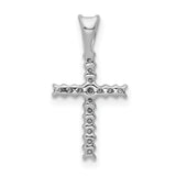 10k White Gold Latin Cross Pendant with Diamond Accents, High Polish Religious Jewelry