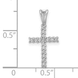 10k White Gold Latin Cross Pendant with Diamond Accents, High Polish Religious Jewelry