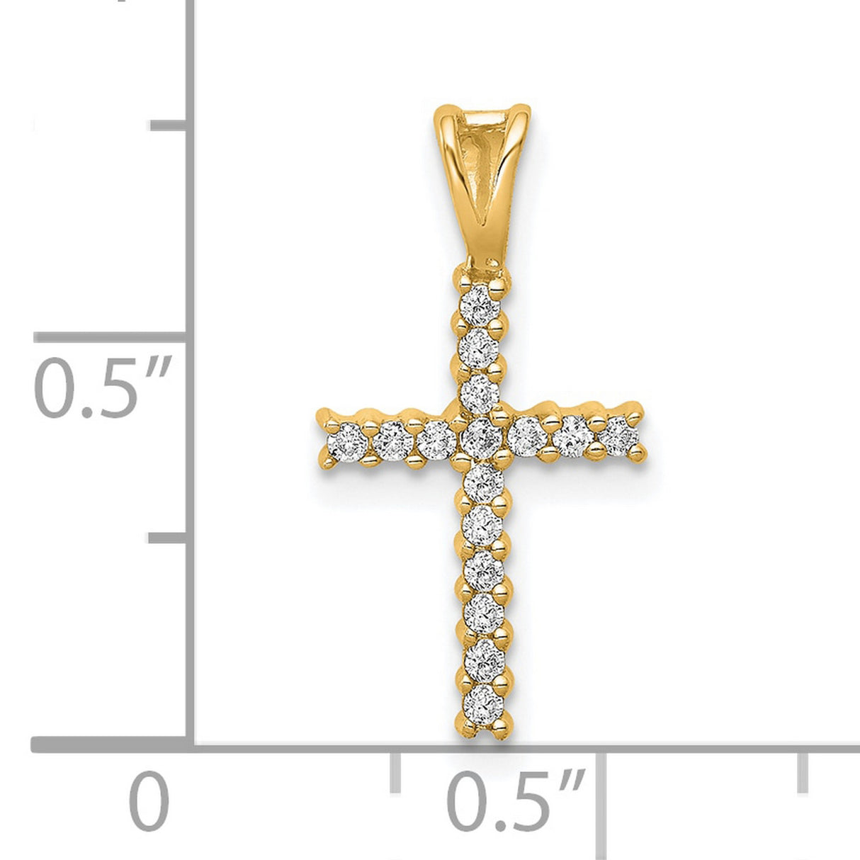 1 6ct Diamond Latin Cross Charm Pendant in Real 10k Yellow Gold