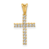 1/6ct Diamond Latin Cross Charm Pendant in Real 14k Yellow Gold