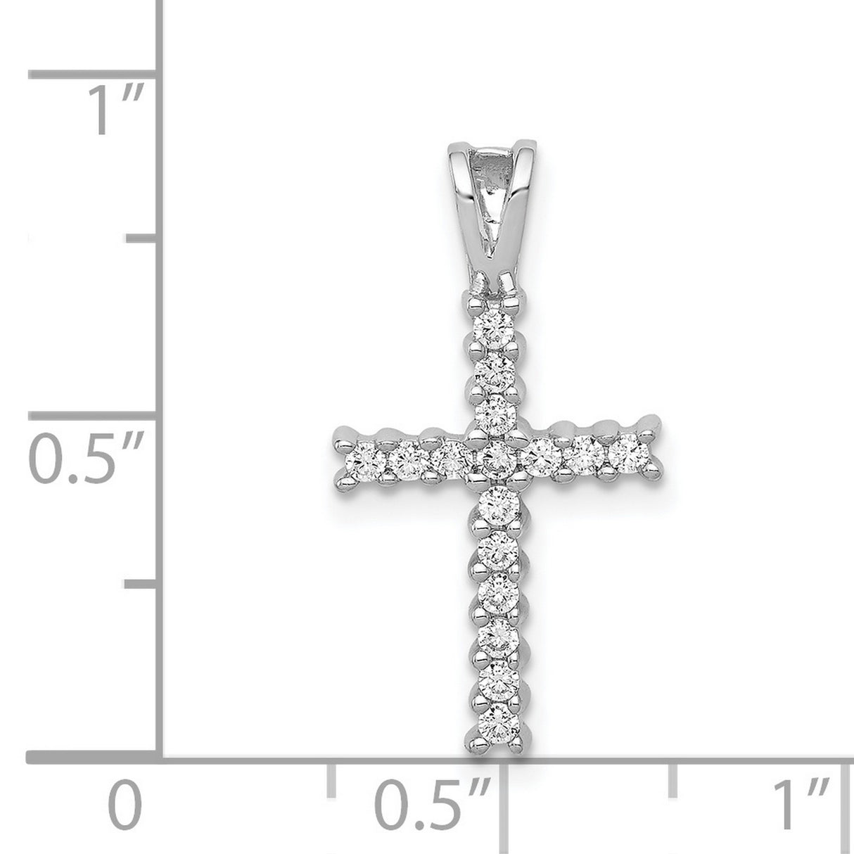 1/4ct Diamond Latin Cross Charm Pendant in Real 14k White Gold