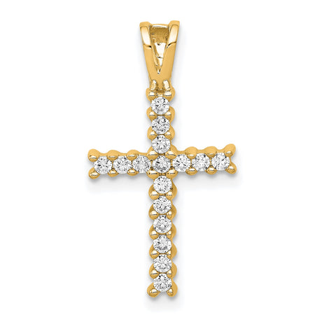 Diamond Latin Cross Charm Pendant in Real 14k Yellow Gold