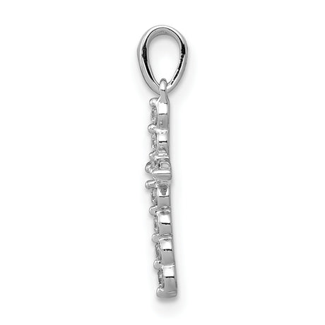 1/10ct Diamond Cross Charm Pendant in Real 10k White Gold