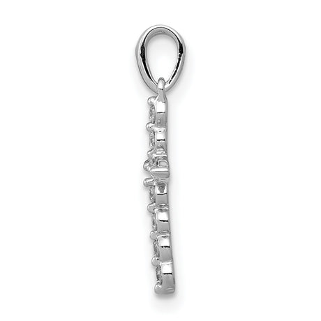 1/10ct Diamond Cross Charm Pendant in Real 14k White Gold