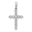 1/10ct Diamond Cross Charm Pendant in Real 14k White Gold