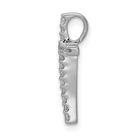 10k White Gold Diamond Latin Cross Pendant, Minimal Design Faith Jewelry for Men and Women