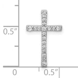 10k White Gold Diamond Latin Cross Pendant, Minimal Design Faith Jewelry for Men and Women