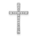 10k White Gold Diamond Latin Cross Pendant, Minimal Design Faith Jewelry for Men and Women