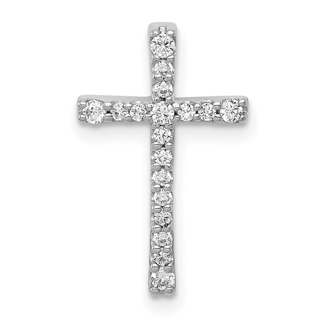 10k White Gold Diamond Latin Cross Pendant, Minimal Design Faith Jewelry for Men and Women