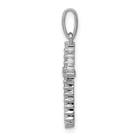 10k White Gold Cross Pendant with Diamond, Simple Spiritual Design for Men and Women