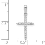 10k White Gold Cross Pendant with Diamond, Simple Spiritual Design for Men and Women