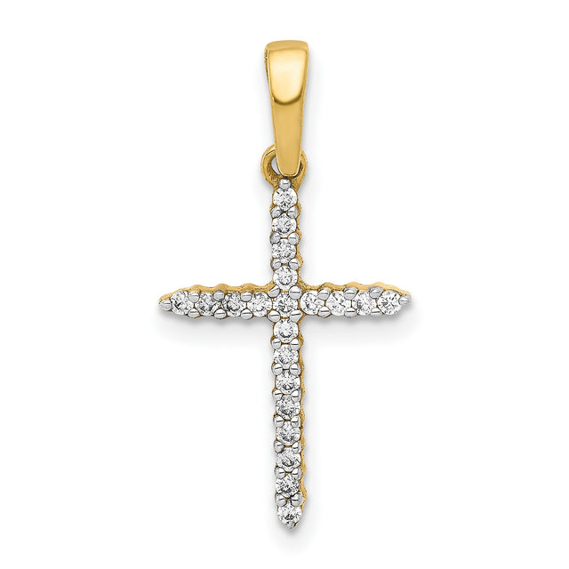 1 6ct Diamond Cross Charm Pendant in Real 10k Yellow Gold