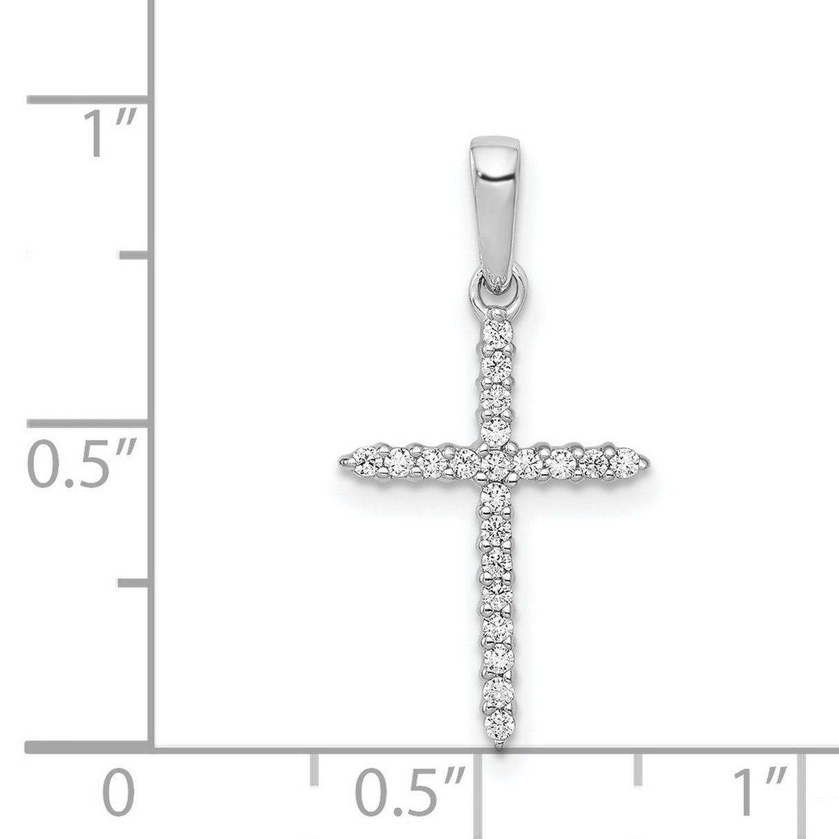 1/6ct Diamond Cross Charm Pendant in Real 14k White Gold