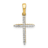 1/6ct Diamond Cross Charm Pendant in Real 14k Yellow Gold