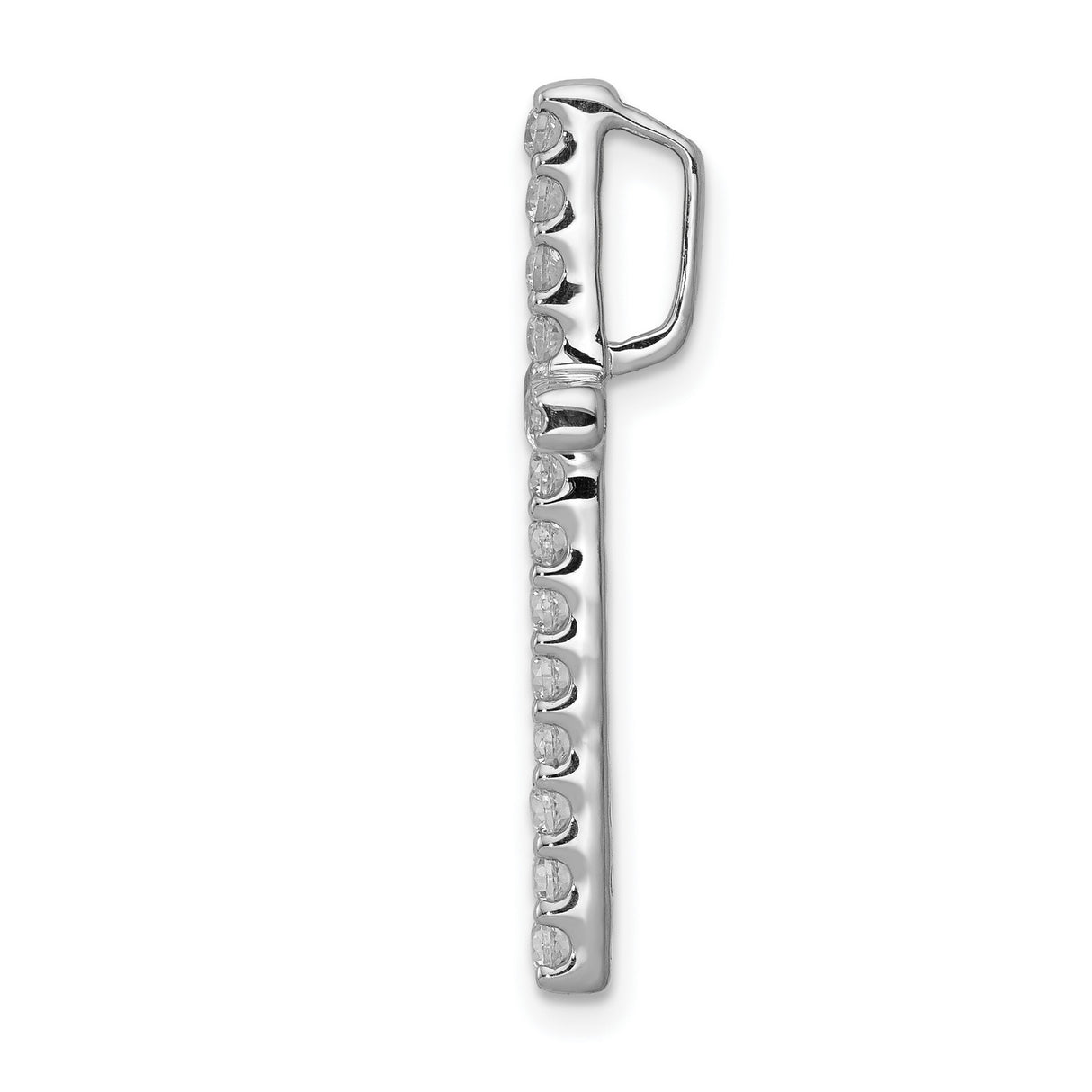 10k White Gold Cross Pendant with Round Cut Diamonds, Polished Religious Charm for Men and Women