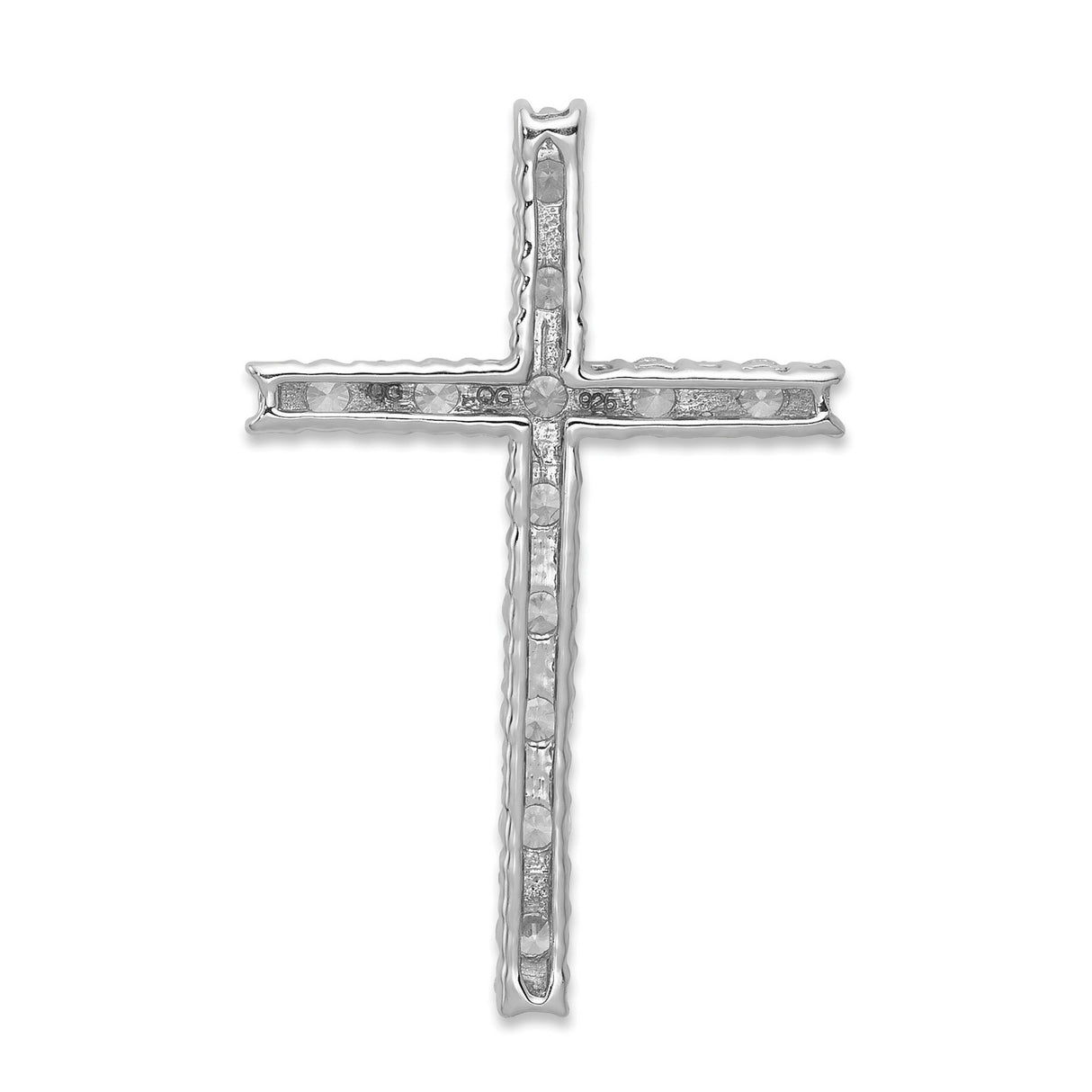 Diamond Latin Cross Charm Pendant in Real 14k White Gold