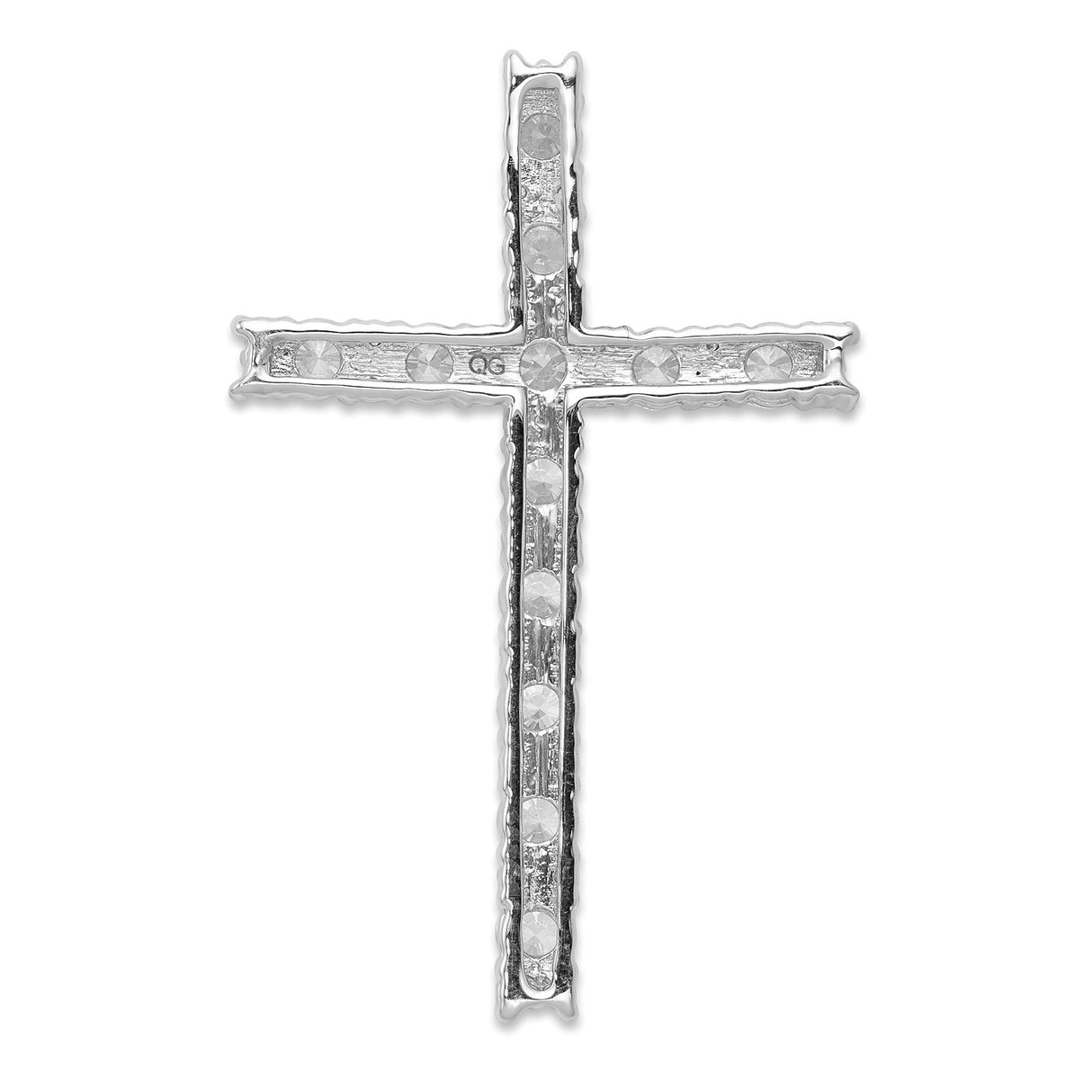 Diamond Latin Cross Charm Pendant in Real 14k White Gold