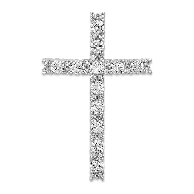 Diamond Latin Cross Charm Pendant in Real 14k White Gold