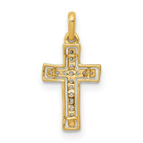 1 20ct Diamond Cross Charm Pendant in Real 10k Multi-Tone Gold