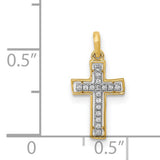 1/20ct Diamond Cross Charm Pendant in Real 14k Yellow Gold