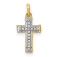 1/20ct Diamond Cross Charm Pendant in Real 14k Yellow Gold