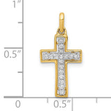 1 8ct Diamond Cross Charm Pendant in Real 10k Multi-Tone Gold