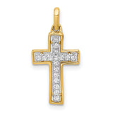 1 8ct Diamond Cross Charm Pendant in Real 10k Multi-Tone Gold