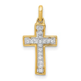 1/8ct Diamond Cross Charm Pendant in Real 14k Yellow Gold