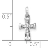10k White Gold Cross Pendant with Diamonds, Classic Latin Cross Design for Men and Women