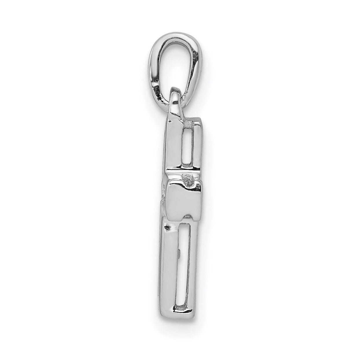 10k White Gold Diamond Cross Pendant with Latin Cross Design and Polished Finish