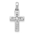 10k White Gold Diamond Cross Pendant with Latin Cross Design and Polished Finish