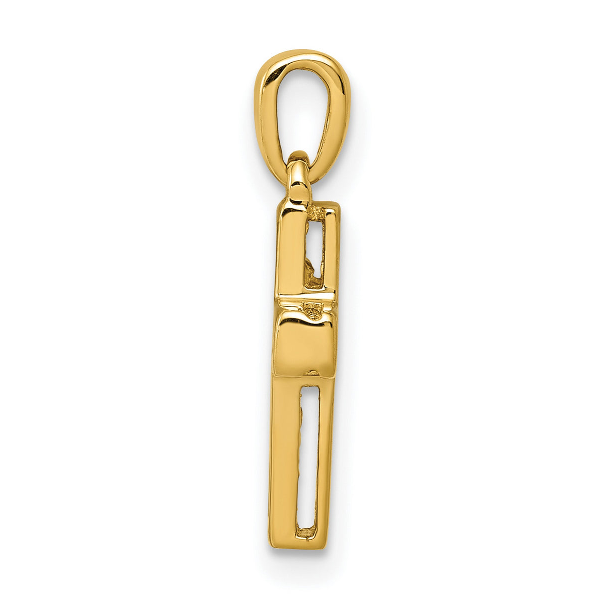 10k Yellow Gold Cross Pendant, Polished Latin Style Religious Jewelry for Men and Women