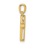 10k Yellow Gold Cross Pendant, Polished Latin Style Religious Jewelry for Men and Women
