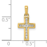 10k Yellow Gold Cross Pendant, Polished Latin Style Religious Jewelry for Men and Women