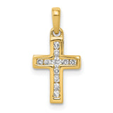 10k Yellow Gold Cross Pendant, Polished Latin Style Religious Jewelry for Men and Women
