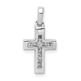 1/6ct Diamond Latin Cross Charm Pendant in Real 14k White Gold