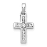 1/6ct Diamond Latin Cross Charm Pendant in Real 14k White Gold