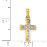 1/6ct Diamond Latin Cross Charm Pendant in Real 14k Yellow Gold