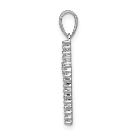 10k White Gold Diamond Cross Pendant with Pavé Setting, Spiritual Symbol of Faith and Devotion