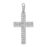 10k White Gold Diamond Cross Pendant with Pavé Setting, Spiritual Symbol of Faith and Devotion