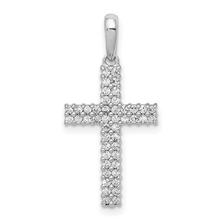 1/4ct Diamond Cross Charm Pendant in Real 14k White Gold