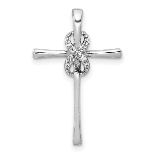 .03ct Diamond Infinity Cross Chain Slide Charm Pendant in Real 10k White Gold